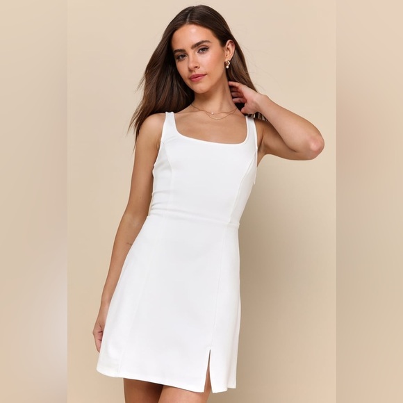 LULU’S Always Admired White Sleeveless Mini Skater Dress. - Picture 5 of 8